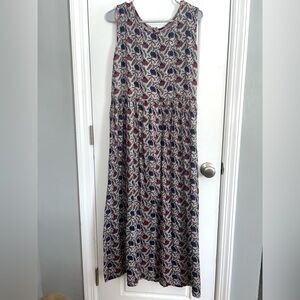Natural Life Nina Midi Dress L Purple Grey Floral Boho Cottagecore NWOT